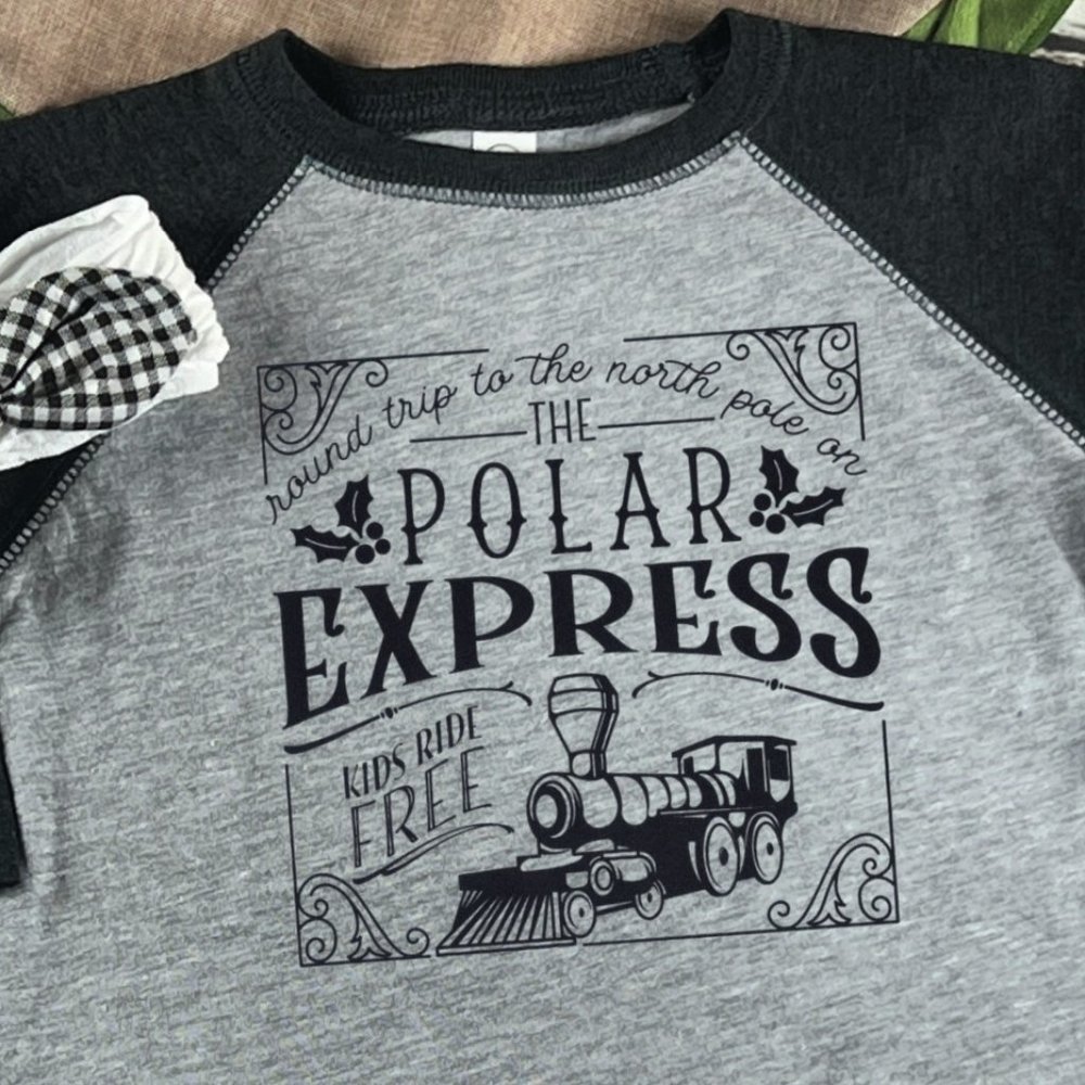 Polar Express! Kids sizes. Super comfy 3/4 sleeve baseball jersey